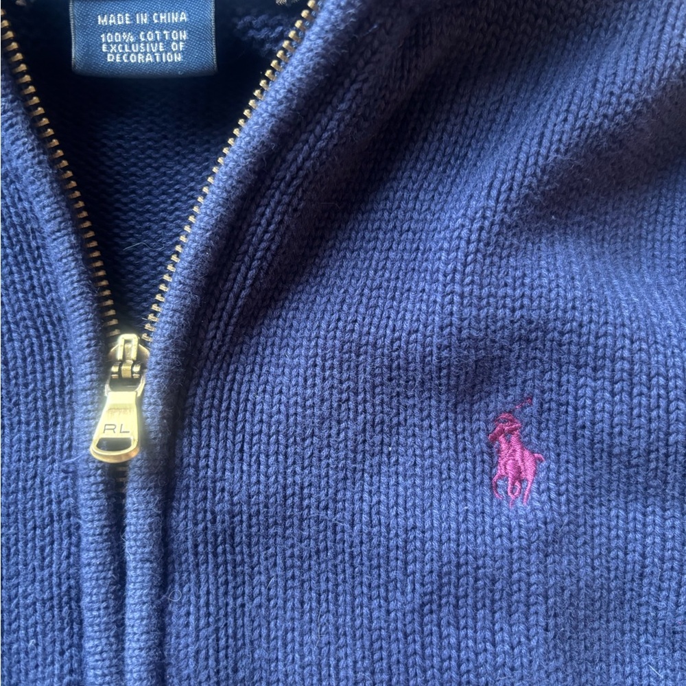 Ralph Lauren Sport | Navy Zip-Up Knit Hoodie | Size L - fits like Size XS/S - Picture 3 of 10